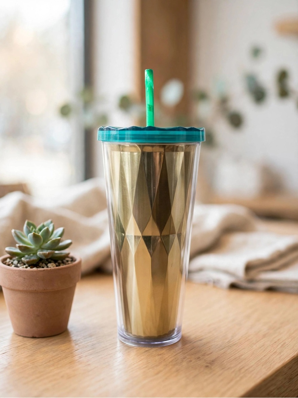 Starbucks Gold & Green Cold Cup Tumbler